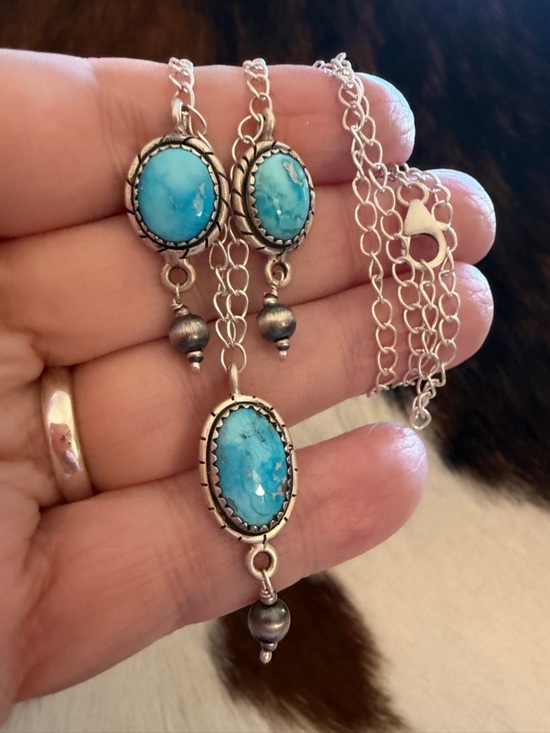 Hand Crafted Jewelry - ❤️ Sierra Bella Turquoise 20” Sterling ADJ Necklace 5mm Desert Pearl Dangles 10G